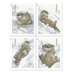 Otters in Snow Forever Stamps
